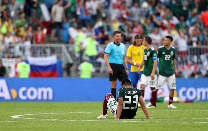 Brazil vs. Mexico SAMARA, SA - 02.07.2018: BRAZIL VS. MEXICO - Jesus GALLARDO of Mexico during the match between Brazil and Mexico, valid for the eighth round of the 2018 World Cup held at the Samara Arena in Samara, Russia. (Photo: Rodolfo Buhrer La Imagem Fotoarena) x1561170x  RodolfoxBuhrer