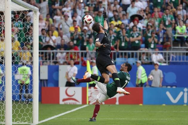 July 2, 2018 - EUM20180702DEP61.JPG .SAMARA, Rusia. SoccerFutbol-Mundial.- Aspectos de las jugadas durante el partido de Mexico vs Brasil, en el estadio Samara Arena, que significa la eliminacion de la Seleccion Mexicana del Mundial, al que terminar 2-1, este 2 de julio de 2018. Foto: Agencia EL UNIVERSALLuis CortesEELG Latin News: July 2, 2018 Copyright: xElxUniversalx