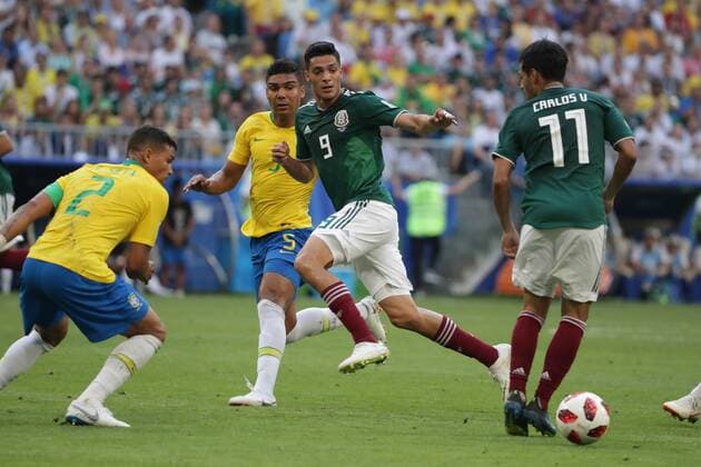 July 2, 2018 - EUM20180702DEP62.JPG .SAMARA, Rusia. SoccerFutbol-Mundial.- Aspectos de las jugadas durante el partido de Mexico vs Brasil, en el estadio Samara Arena, que significa la eliminacion de la Seleccion Mexicana del Mundial, al que terminar 2-1, este 2 de julio de 2018. Foto: Agencia EL UNIVERSALLuis CortesEELG Latin News: July 2, 2018 Copyright: xElxUniversalx