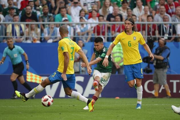 July 2, 2018 - EUM20180702DEP65.JPG .SAMARA, Rusia. SoccerFutbol-Mundial.- Aspectos de las jugadas durante el partido de Mexico vs Brasil, en el estadio Samara Arena, que significa la eliminacion de la Seleccion Mexicana del Mundial, al que terminar 2-1, este 2 de julio de 2018. Foto: Agencia EL UNIVERSALLuis CortesEELG Latin News: July 2, 2018 Copyright: xElxUniversalx