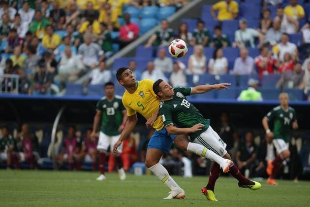 July 2, 2018 - EUM20180702DEP68.JPG .SAMARA, Rusia. SoccerFutbol-Mundial.- Aspectos de las jugadas durante el partido de Mexico vs Brasil, en el estadio Samara Arena, que significa la eliminacion de la Seleccion Mexicana del Mundial, al que terminar 2-1, este 2 de julio de 2018. Foto: Agencia EL UNIVERSALLuis CortesEELG Latin News: July 2, 2018 Copyright: xElxUniversalx