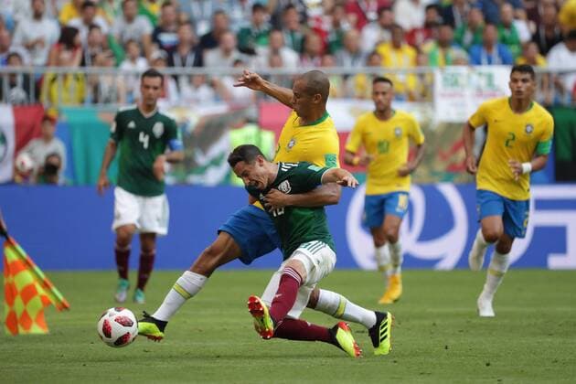 July 2, 2018 - EUM20180702DEP69.JPG .SAMARA, Rusia. SoccerFutbol-Mundial.- Aspectos de las jugadas durante el partido de Mexico vs Brasil, en el estadio Samara Arena, que significa la eliminacion de la Seleccion Mexicana del Mundial, al que terminar 2-1, este 2 de julio de 2018. Foto: Agencia EL UNIVERSALLuis CortesEELG Latin News: July 2, 2018 Copyright: xElxUniversalx