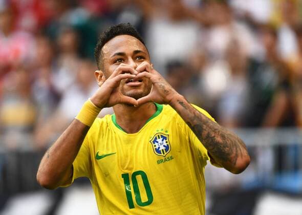 Sport - Bilder des Tages Neymar of Brazil celebrates after scoring a goal against Mexico in their Round of 16 match during the 2018 FIFA World Cup WM Weltmeisterschaft Fussball in Samara, Russia, 2 July 2018. Brazil has roared into the World Cup quarter-finals with a 2-0 victory over Mexico as Neymar shone with a goal and an assist that dumped the central Americans out at the last 16 stage for the seventh straight occasion. The PSG forward slid home in the second half and then teed up Roberto Firmino late on as the five-times champions beat an otherwise stubborn Mexico, whose World Cup began with such promise with a victory over champions Germany, but ended in familiar fashion in the first knockout round. Brazil beats Mexico 2-0 to progress as Neymar shows his brilliant best and frustrating worst  20180703_42311