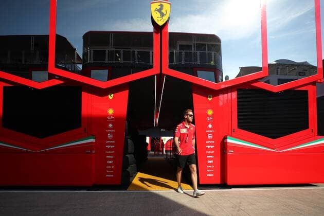 Sebastian Vettel (Scuderia Ferrari) verlaesst das Ferrari-Gebaeude in Silverstone AUT, FIA, Formel 1, Grosser Preis von Grossbritannien Silverstone Copyright: xEIBNER Illmannx EX_EER