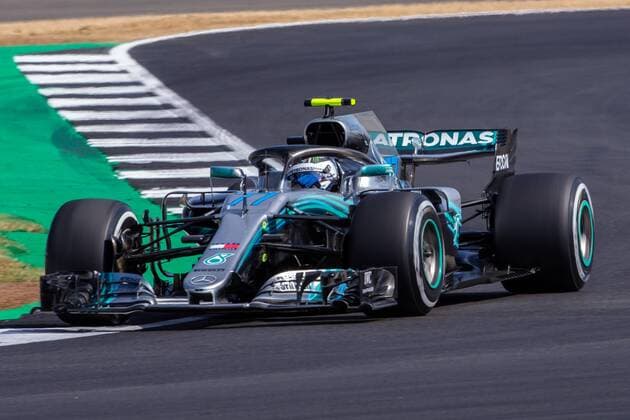 6th July 2018, Silverstone Circuit, Silverstone, England; British Formula One Grand Prix, Friday free practice; Valtteri Bottas in his Mercedes AMG Petronas Motorsport Mercedes F1 W09  ActionPlus12044440 TimxWilliams