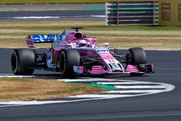 6th July 2018, Silverstone Circuit, Silverstone, England; British Formula One Grand Prix, Friday free practice; Sergio Perez in his Sahara Force India F1 Team Force India Mercedes VJM11  ActionPlus12044460 TimxWilliams