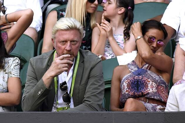BECKER Boris als Zuschauer und Beobachter schaut sich das Spiel von Novak Djokovic auf Centre Court All England Championships Wimbledon 2018 07.Juli 2018 in Wimbledon