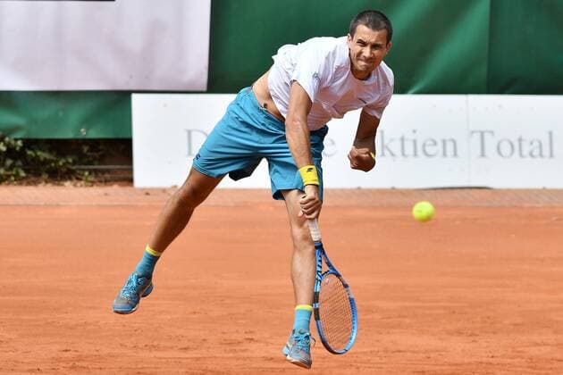 GER, 1. Tennis-Point Bundesliga Herren, Allpresan Rochusclub BL-Team vs. GERRY WEBER-Team BW Halle 1 08.09.2018, GER, Allpresan Rochusclub BL-Team vs. GERRY WEBER-Team BW Halle 1, im Bild Donskoy, Evgeny RUS beim Auifschlag