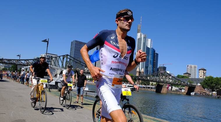 08.07.2018, Deutschland, Frankfurt am Main Mainova IRONMAN European Championship EM Europameisterschaft Frankfurt 2018 auf der Laufstrecke am Mainufer in Frankfurt Jan Frodeno (GER)