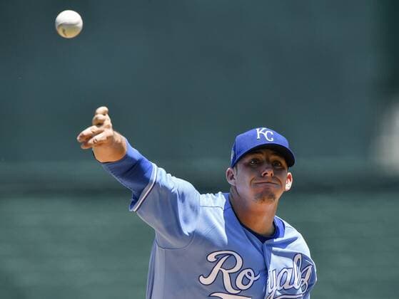 July 8, 2018 - Kansas City, MO, USA - Kansas City Royals starting pitcher Heath Fillmyer throws during Sunday s baseball game against the Boston Red Sox on July 8, 2018, at Kauffman Stadium in Kansas City, Mo. Red Sox vs Royals - ZUMAm67_ 20180708_zaf_m67_006 Copyright: xJohnxSleezerx
