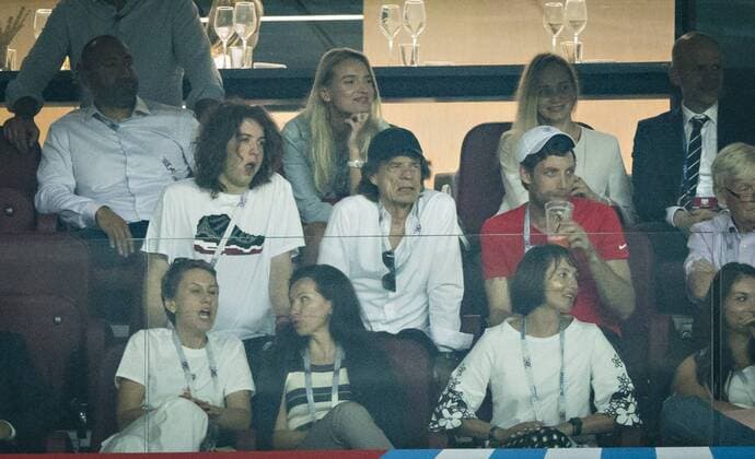 Sport Themen der Woche KW28 Sport Bilder des Tages Moskau , 11.07.2018 Mick Jagger fiebert mit der englischen Mannschaft Kroatien - England *** Moscow 11 07 2018 Mick Jagger is feverish with the English team Croatia England