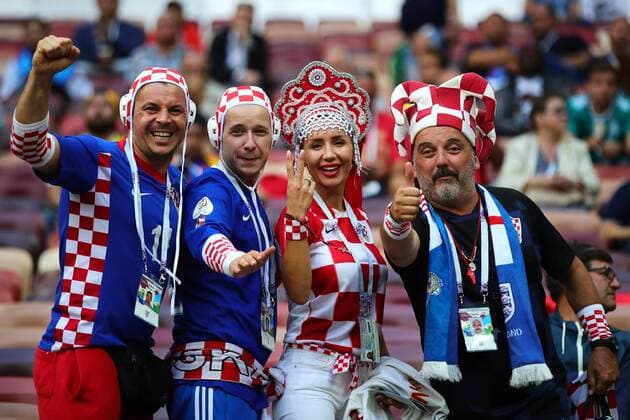 Croatia fans support their team during the 2018 FIFA World Cup WM Weltmeisterschaft Fussball semi-final match at Luzhniki Stadium in Moscow, Russia on July 11, 2018. Croatia beat England 2-1 to qualify for the final.  MOS20180711115 CHRISxBRUNSKILL