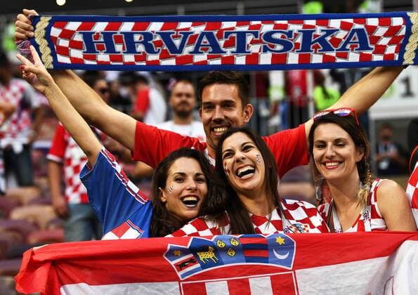 Croatian football fans cheer up to show support for Croatia before their semifinal match against England during the 2018 FIFA World Cup WM Weltmeisterschaft Fussball in Moscow, Russia, 11 July 2018. Croatia ends England in extra time to meet France in World Cup final  20180712_68248