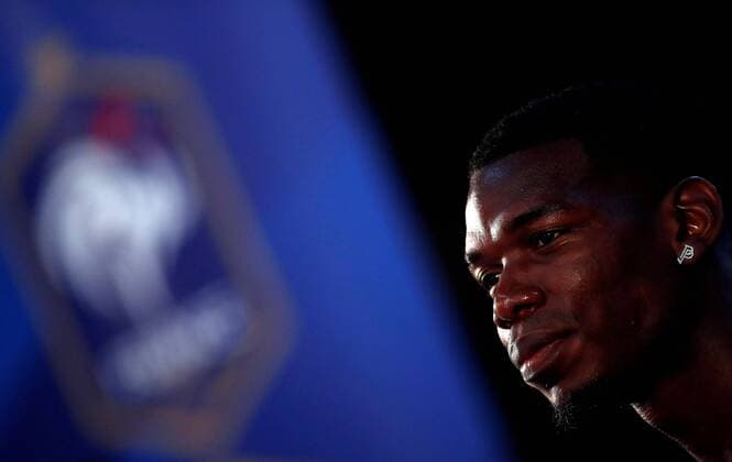 Sport Bilder des Tages French midfielder Paul Pogba attends a press conference PK Pressekonferenz during 2018 FIFA World Cup WM Weltmeisterschaft Fussball Russia in Istra, Moscow (Russia), 12 July 2018. France and Croatia will play the 2018 FIFA World Cup Russia final soccer match at Luzhniki Stadium in Moscow on 15 July 2018. France national team Nationalteam press conference !ACHTUNG: NUR REDAKTIONELLE NUTZUNG!  Copyright: xAlbertoxEstevezx AE00 20180712-636669976349218817