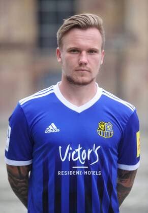 Das Team des 1. FC Saarbrücken am Donnerstag (12.07.2018) vor der Ludwigskirche in Saarbrücken. Im Bild: Sascha Wenninger ( 19).