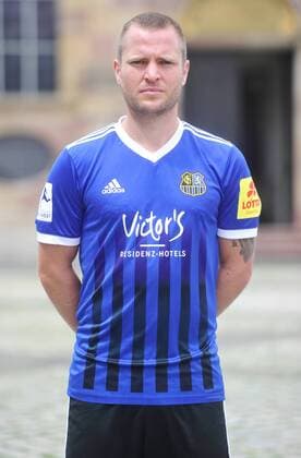 Das Team des 1. FC Saarbrücken am Donnerstag (12.07.2018) vor der Ludwigskirche in Saarbrücken. Im Bild: Martin Dausch ( 7).