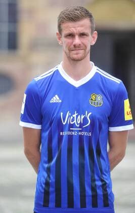 Das Team des 1. FC Saarbrücken am Donnerstag (12.07.2018) vor der Ludwigskirche in Saarbrücken. Im Bild: Manuel Zeitz ( 8).