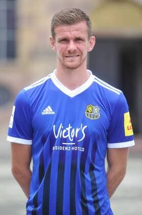 Das Team des 1. FC Saarbrücken am Donnerstag (12.07.2018) vor der Ludwigskirche in Saarbrücken. Im Bild: Manuel Zeitz ( 8).