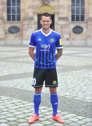 Das Team des 1. FC Saarbrücken am Donnerstag (12.07.2018) vor der Ludwigskirche in Saarbrücken. Im Bild: Markus Obernosterer ( 10).