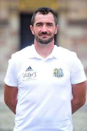 Das Team des 1. FC Saarbrücken am Donnerstag (12.07.2018) vor der Ludwigskirche in Saarbrücken. Im Bild: Frank Kackert ( Torwart-Trainer).