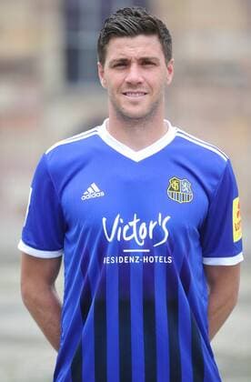 Das Team des 1. FC Saarbrücken am Donnerstag (12.07.2018) vor der Ludwigskirche in Saarbrücken. Im Bild: Benjamin Kessel ( 15).