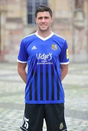 Das Team des 1. FC Saarbrücken am Donnerstag (12.07.2018) vor der Ludwigskirche in Saarbrücken. Im Bild: Benjamin Kessel ( 15).