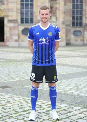 Das Team des 1. FC Saarbrücken am Donnerstag (12.07.2018) vor der Ludwigskirche in Saarbrücken. Im Bild: Marcel Carl ( 22).