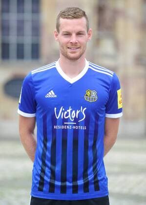 Das Team des 1. FC Saarbrücken am Donnerstag (12.07.2018) vor der Ludwigskirche in Saarbrücken. Im Bild: Marcel Carl ( 22).