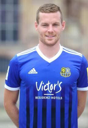 Das Team des 1. FC Saarbrücken am Donnerstag (12.07.2018) vor der Ludwigskirche in Saarbrücken. Im Bild: Marcel Carl ( 22).
