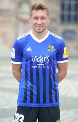 Das Team des 1. FC Saarbrücken am Donnerstag (12.07.2018) vor der Ludwigskirche in Saarbrücken. Im Bild: Mario Müller ( 23).