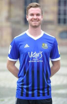 Das Team des 1. FC Saarbrücken am Donnerstag (12.07.2018) vor der Ludwigskirche in Saarbrücken. Im Bild: Sebastian Jacob ( 24).