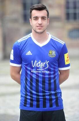 Das Team des 1. FC Saarbrücken am Donnerstag (12.07.2018) vor der Ludwigskirche in Saarbrücken. Im Bild: Fatih Köksal ( 27).
