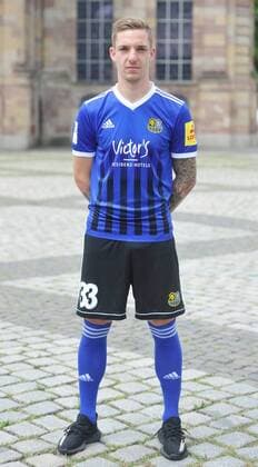 Das Team des 1. FC Saarbrücken am Donnerstag (12.07.2018) vor der Ludwigskirche in Saarbrücken. Im Bild: Marco Kehl-Gomez ( 33).