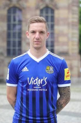 Das Team des 1. FC Saarbrücken am Donnerstag (12.07.2018) vor der Ludwigskirche in Saarbrücken. Im Bild: Marco Kehl-Gomez ( 33).