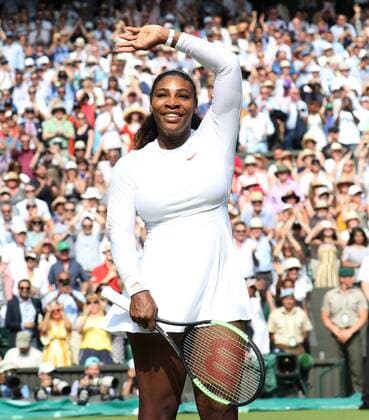 Sport Themen der Woche KW28 America s Serena Williams celebrates victory in her match against Germany s Julia Goerges in the Women s Semi-Finals of the 2018 Wimbledon championships in London on July 12, 2018. Williams defeated Goerges 6-2, 6-4.  LON2018071222 HUGOxPHILPOTT