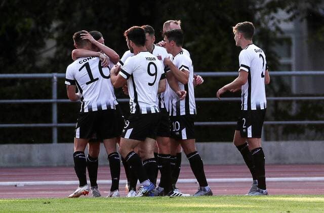 UEFA Europa League First Qualifying Round First Leg, Kadriorg Stadium, Tallinn, Estonia 12 7 2016 Levadia Tallinn vs Dundalk Dundalk s Dylan Connolly celebrates scoring a goal with teammates Dylan Connolly celebrates scoring a goal with teammates 12 7 2018  Copyright: x©INPHO EveliisxMeex IMG_1279