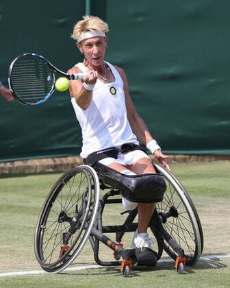 Sabine Ellerbrock, Rollstuhl Damen Einzel Tennis - Wimbledon 2018 - Grand Slam ITF ATP Tennis Herren WTA Tennis Damen - AELTC - London - - Great Britain - 12 July 2018. Copyright: xJuergenxHasenkopfx