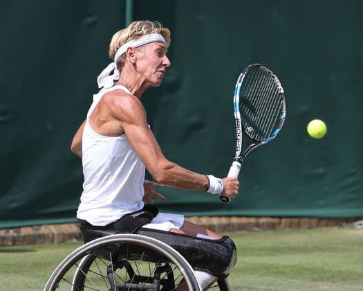 Sabine Ellerbrock, Rollstuhl Damen Einzel Tennis - Wimbledon 2018 - Grand Slam ITF ATP Tennis Herren WTA Tennis Damen - AELTC - London - - Great Britain - 12 July 2018. Copyright: xJuergenxHasenkopfx