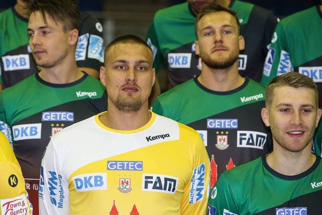 Torwart Dario Quenstedt (SC Magdeburg) - 1.BL Handball Bundesliga Saison 2018-2019 offizeller Fototermin Porträttermin 2018 2019 SC Magdeburg in der GETEC Arena in Magdeburg - Deutschland, Handball, Mann, Maenner,11.07.2018