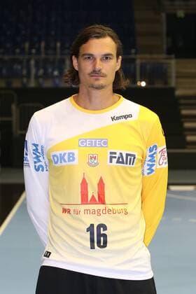 Torwart Jannick Green Krejberg (SC Magdeburg) - 1.BL Handball Bundesliga Saison 2018-2019 offizeller Fototermin Porträttermin 2018 2019 SC Magdeburg in der GETEC Arena in Magdeburg - Einzelbild,Portrait,Deutschland, Handball, Mann, Maenner,11.07.2018