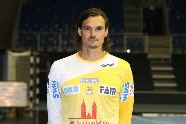 Torwart Jannick Green Krejberg (SC Magdeburg) - 1.BL Handball Bundesliga Saison 2018-2019 offizeller Fototermin Porträttermin 2018 2019 SC Magdeburg in der GETEC Arena in Magdeburg - Einzelbild,Portrait,Deutschland, Handball, Mann, Maenner,11.07.2018