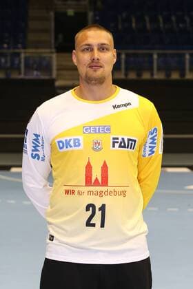 Torwart Dario Quenstedt (SC Magdeburg) - 1.BL Handball Bundesliga Saison 2018-2019 offizeller Fototermin Porträttermin 2018 2019 SC Magdeburg in der GETEC Arena in Magdeburg - Einzelbild,Portrait,Deutschland, Handball, Mann, Maenner,11.07.2018