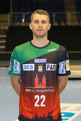 Lukas Mertens (SC Magdeburg) - 1.BL Handball Bundesliga Saison 2018-2019 offizeller Fototermin Porträttermin 2018 2019 SC Magdeburg in der GETEC Arena in Magdeburg - Einzelbild,Portrait,Deutschland, Handball, Mann, Maenner,11.07.2018