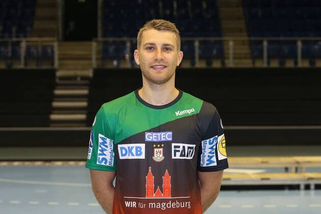 Lukas Mertens (SC Magdeburg) - 1.BL Handball Bundesliga Saison 2018-2019 offizeller Fototermin Porträttermin 2018 2019 SC Magdeburg in der GETEC Arena in Magdeburg - Einzelbild,Portrait,Deutschland, Handball, Mann, Maenner,11.07.2018