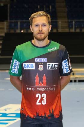 Albin Lagergren (SC Magdeburg) - 1.BL Handball Bundesliga Saison 2018-2019 offizeller Fototermin Porträttermin 2018 2019 SC Magdeburg in der GETEC Arena in Magdeburg - Einzelbild,Portrait,Deutschland, Handball, Mann, Maenner,11.07.2018