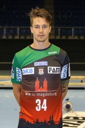 Michael Damgaard (SC Magdeburg) - 1.BL Handball Bundesliga Saison 2018-2019 offizeller Fototermin Porträttermin 2018 2019 SC Magdeburg in der GETEC Arena in Magdeburg - Einzelbild,Portrait,Deutschland, Handball, Mann, Maenner,11.07.2018