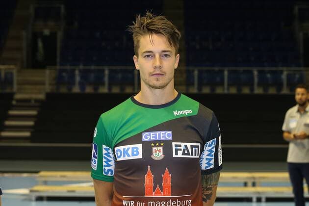 Michael Damgaard (SC Magdeburg) - 1.BL Handball Bundesliga Saison 2018-2019 offizeller Fototermin Porträttermin 2018 2019 SC Magdeburg in der GETEC Arena in Magdeburg - Einzelbild,Portrait,Deutschland, Handball, Mann, Maenner,11.07.2018