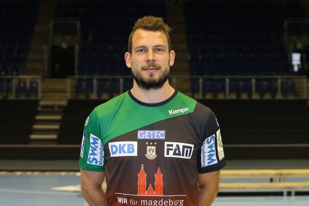Mads Christiansen (SC Magdeburg) - 1.BL Handball Bundesliga Saison 2018-2019 offizeller Fototermin Porträttermin 2018 2019 SC Magdeburg in der GETEC Arena in Magdeburg - Einzelbild,Portrait,Deutschland, Handball, Mann, Maenner,11.07.2018
