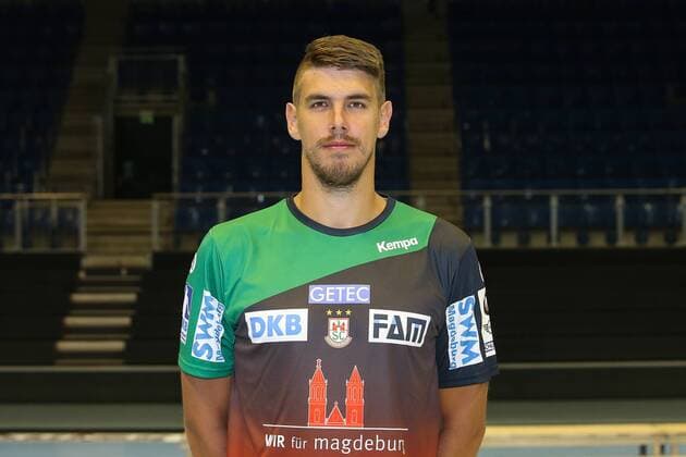 Piotr Chrapkowski (SC Magdeburg) - 1.BL Handball Bundesliga Saison 2018-2019 offizeller Fototermin Porträttermin 2018 2019 SC Magdeburg in der GETEC Arena in Magdeburg - Einzelbild,Portrait,Deutschland, Handball, Mann, Maenner,11.07.2018