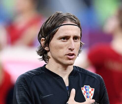 FUSSBALL WM 2018 Halbfinale 11.07.2018 Kroatien - England Luka Modric (Kroatien) bei der Nationalhymne